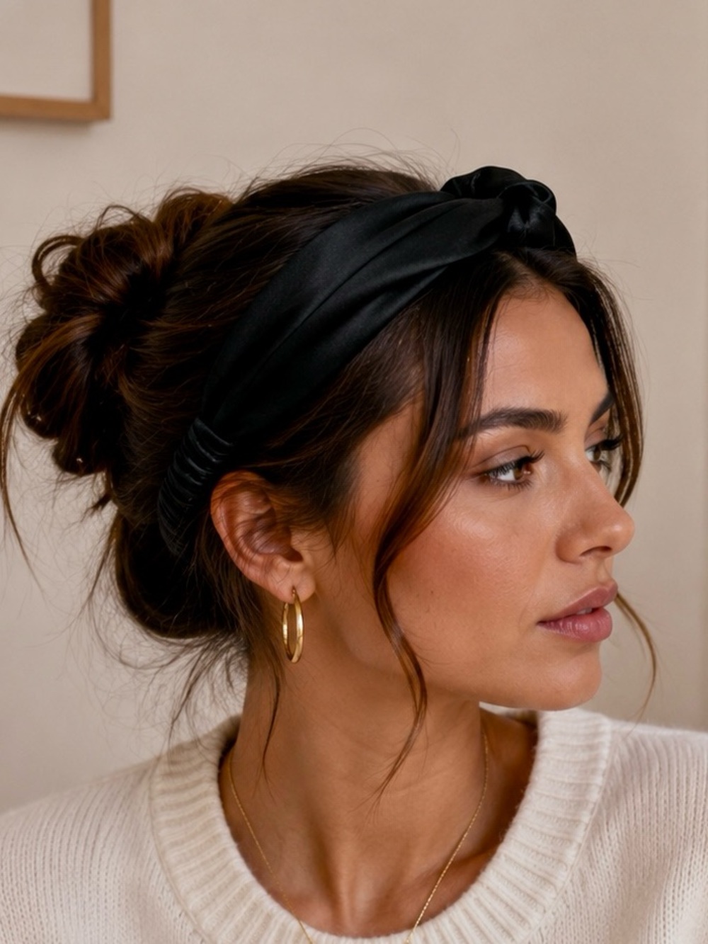 Zara Black Twisted Satin Headband